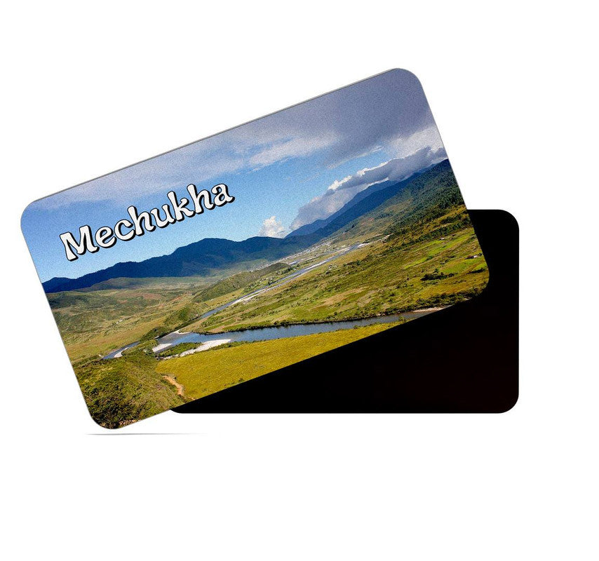 dhcrafts Rectangular Rubber Fridge Magnet / Magnetic Card Multicolor Arunachal Pradesh Mechukha Design Pack of 1 (8.6cm x 5.4cm)